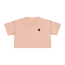 Load image into Gallery viewer, Women’s Chakra Bear Crop Tee — Minimal Black Heart Chest Graphic, Casual Summer Top