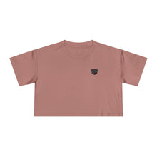 Load image into Gallery viewer, Women’s Chakra Bear Crop Tee — Minimal Black Heart Chest Graphic, Casual Summer Top
